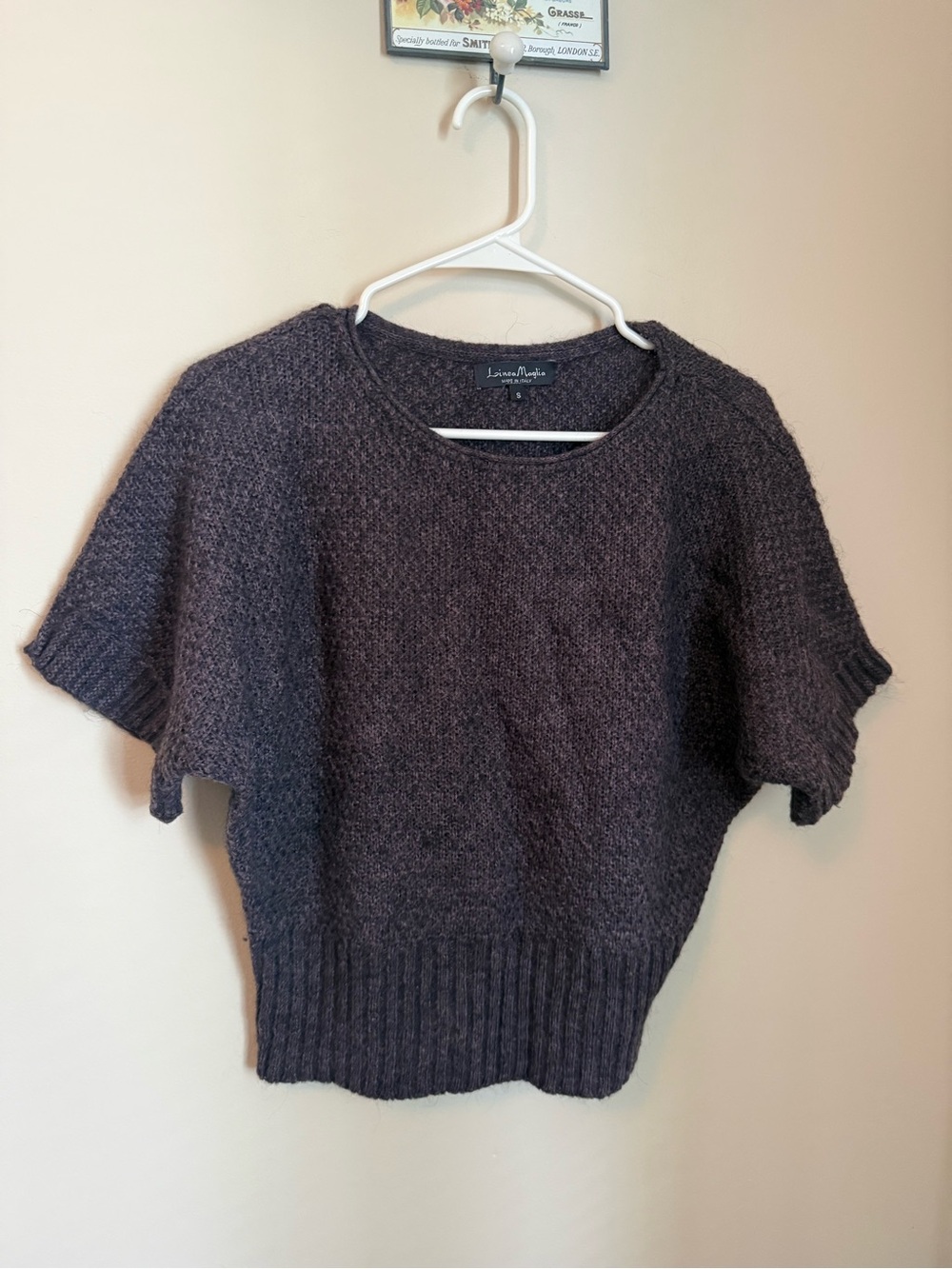 Linea Maglia Alpaca Wool Italian Knit Purple Short Sleeve Sweater